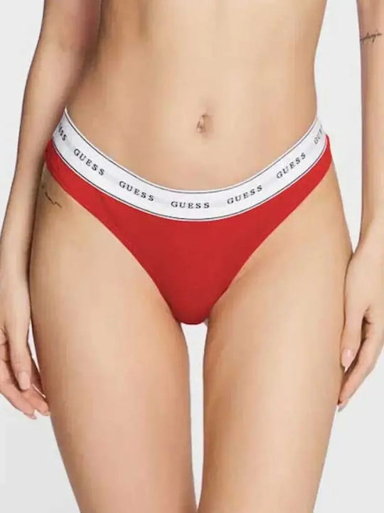 Guess Carrie Βαμβακερό Γυναικείο String Κόκκινο