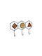 Espiel Wall Hanger Metal 3 Hooks Black 36x21.5x4.5cm 2 Pieces