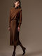 Marilena Satin Midi Skirt Brown