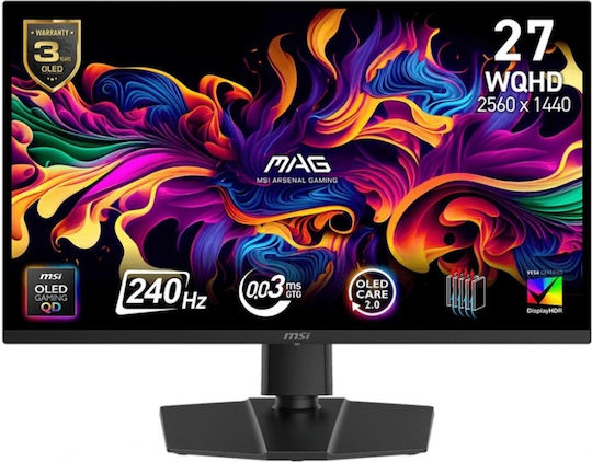 MSI MAG 273QP QD-OLED X24 QD-OLED HDR Monitor 26.5" QHD 2560x1440 240Hz με Χρόνο Απόκρισης 0.03ms GTG