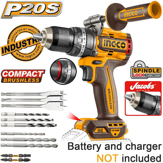 Ingco CIDLI209685 Ударен Акумулаторен Дрел-Винтоверт Solo Brushless 20V