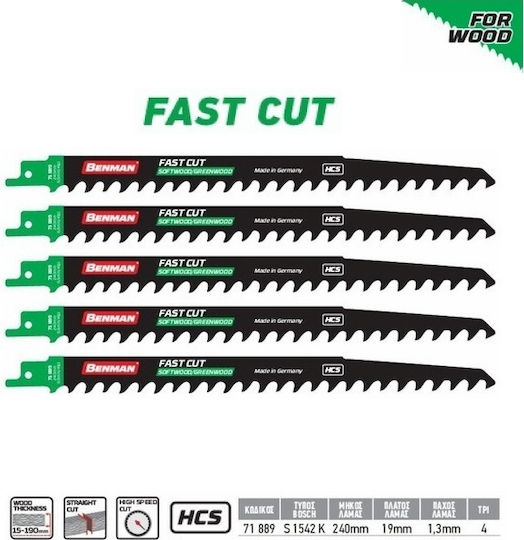 Benman Jig Saw Blade for Wood 240mm Fast Cut 71889