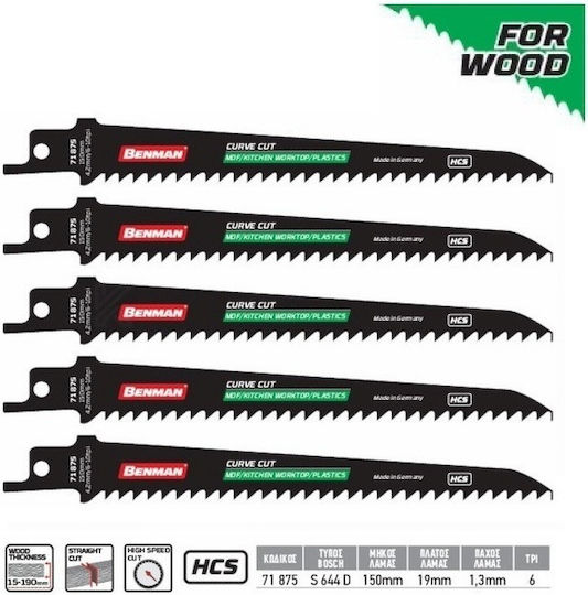 Benman Jig Saw Blade for Wood 150mm 71875