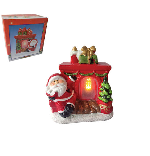 Leuchtende Dekorative Weihnachtsmänner Rot aus Keramik mit Jackie 14.5x8.9x13.3cm 2Stück
