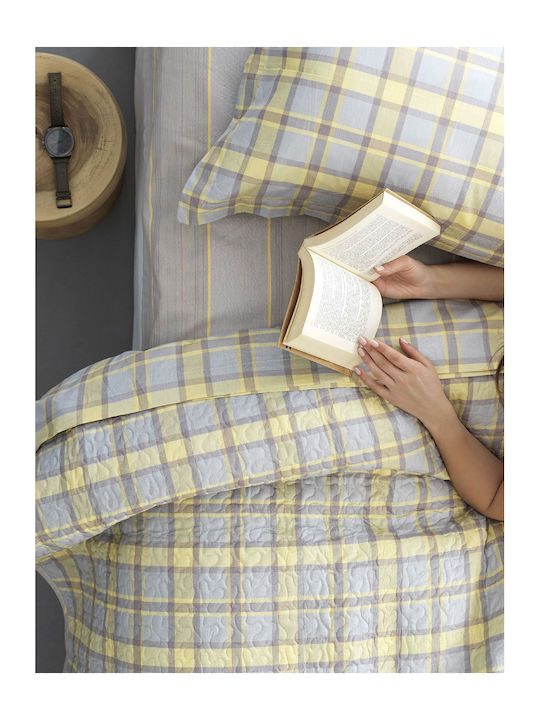 Palamaiki B0614 Set Coverlet Queen Size Grey-yellow 220x240cm 5pcs