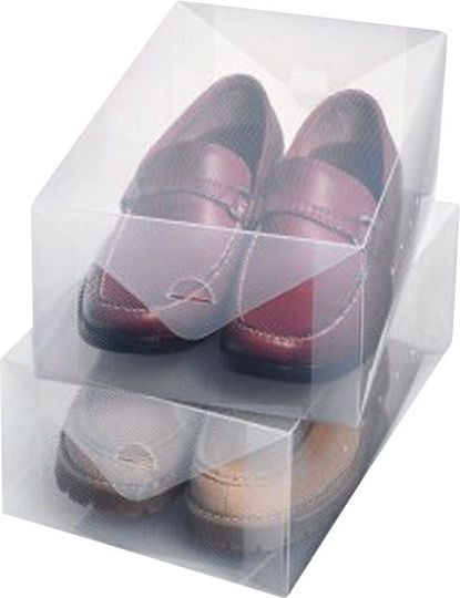 Ordinett Ιταλίας Θήκη Υποδημάτων 34x21x13cm 9.2lt Πολυπροπυλένιο 0.38kg Σετ 2 Τεμαχίων Boxes Large Top Class White Διάφανο