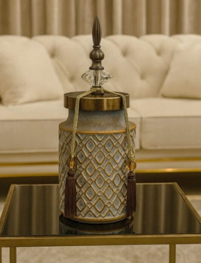 Keramische Vase Tjar Vintage Deckel 14x14x37cm Galifas
