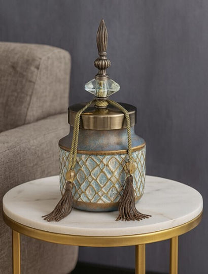 Keramische Vase Jar Vintage Deckel 14x14x25cm Galifas