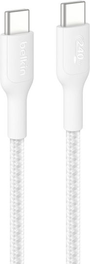 Belkin Braided USB 2.0 Cable USB-C Male - USB-C 240W PD White 1m CAB025HQ1MWH