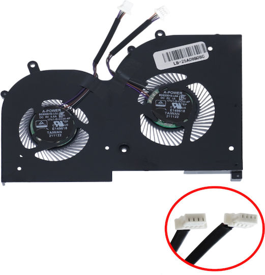 Ανεμιστηράκι Laptop Gpu Cooling Fan Msi Creator Z17 Ms-17n1 Hx Studio A12ukst A12umst A12uet A12ugst A12uhst A12uht Bs5206hs-u5a 17n1-g-ccw-4p 4pin Κωδ.81632