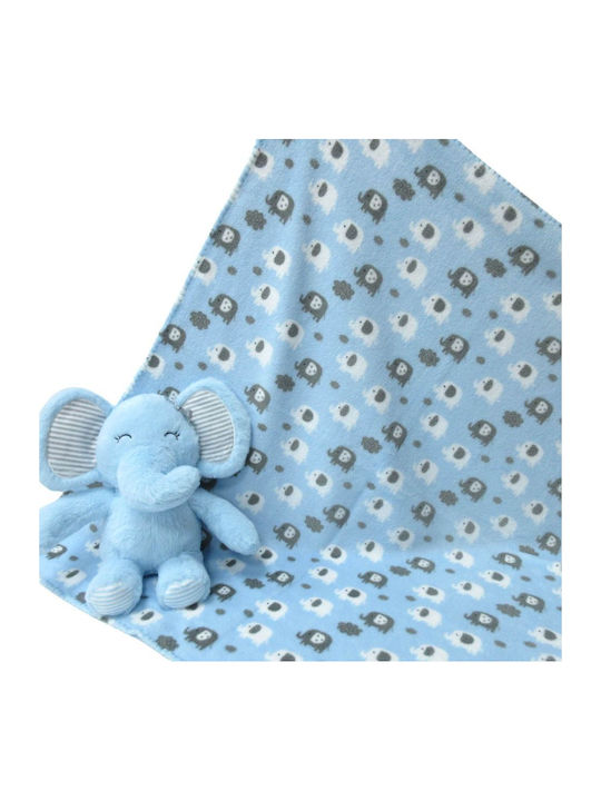 Viopros Blanket Nursery Swaddling Blankets Blue with Animal 75x90cm 2pcs