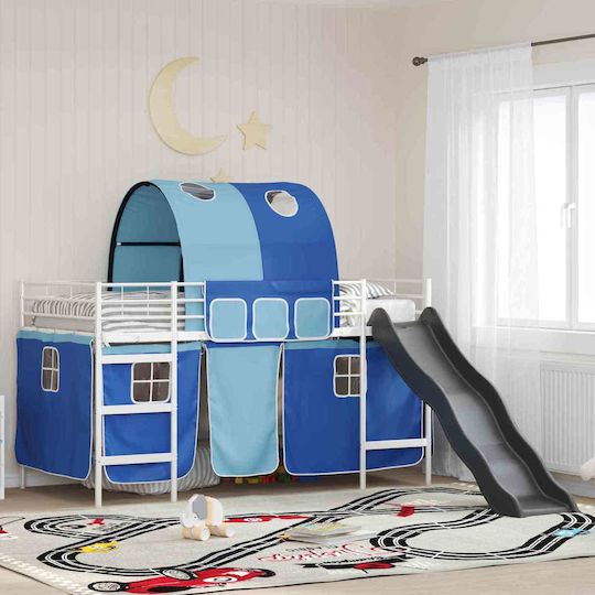 Pat pentru Copii Loft Bed Single Alb pentru Saltea 90x190cm