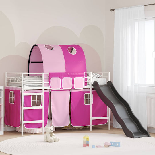 Pat pentru Copii Loft Bed Single Alb pentru Saltea 90x190cm