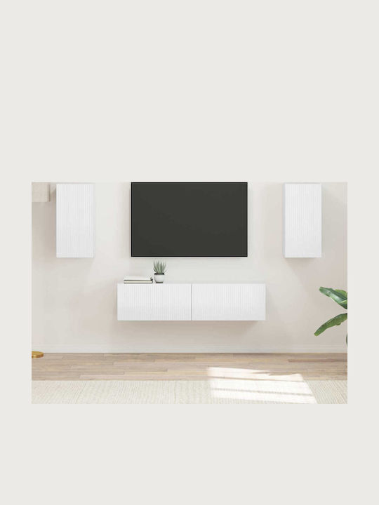 Living Room TV Unit White with Lighting Length ...