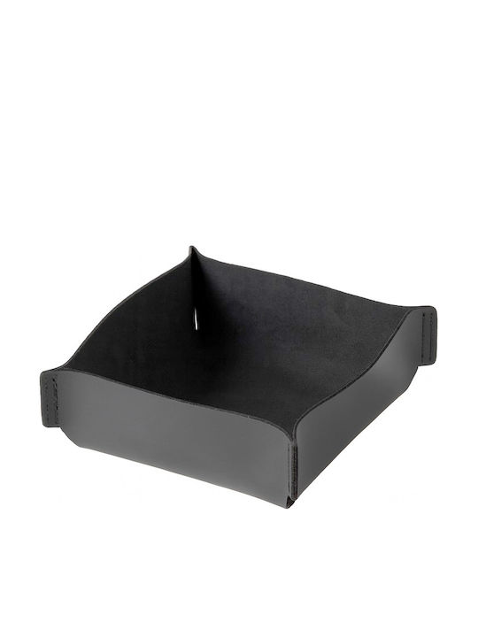 Espiel Decorative Basket Artificial Leather Gray 18x18x8cm