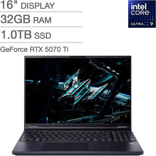 Acer Predator Helios Neo 16 AI PHN16-73-99UD 16" IPS QHD+ 240Hz (Kern Ultra 9-275HX/32GB/1TB SSD/GeForce RTX 5070 Ti/W11 Startseite) (US Tastatur)