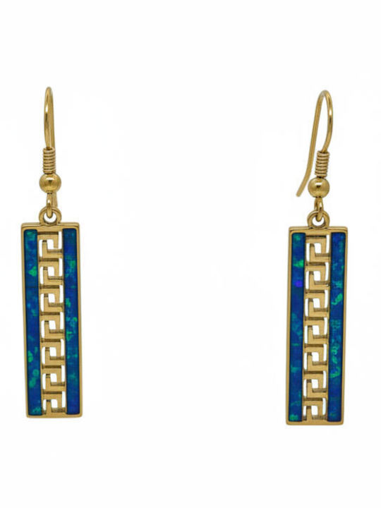 Awear Обици Висящи от Стомана Позлатени Сини