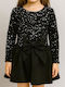 Mädchenkleid Langärmelig mit Pailletten Set aus Zubehör Schwarz