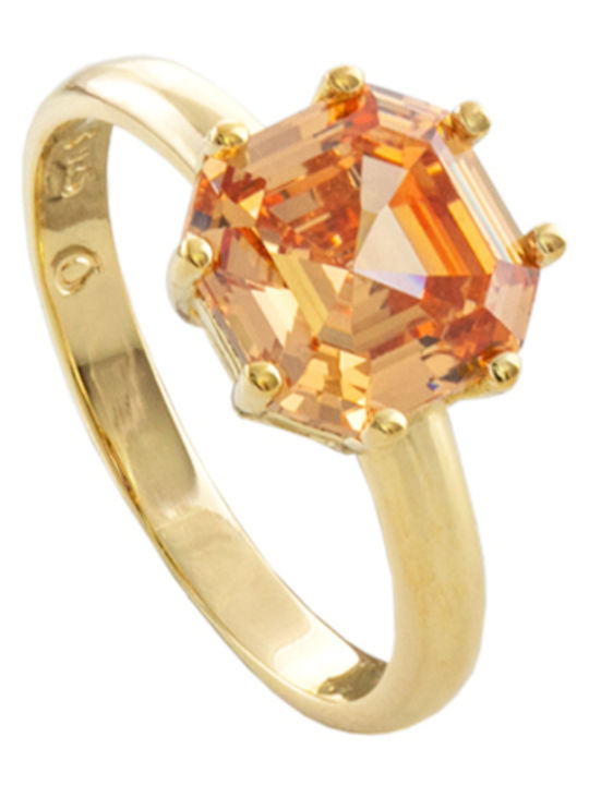 Oxette Ring with Zircon made of Silver Gold Plated