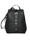 Leder Damentasche Rucksack Schwarz