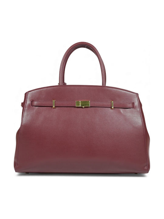 Leather Women's Bag Tote Handbag Burgundy