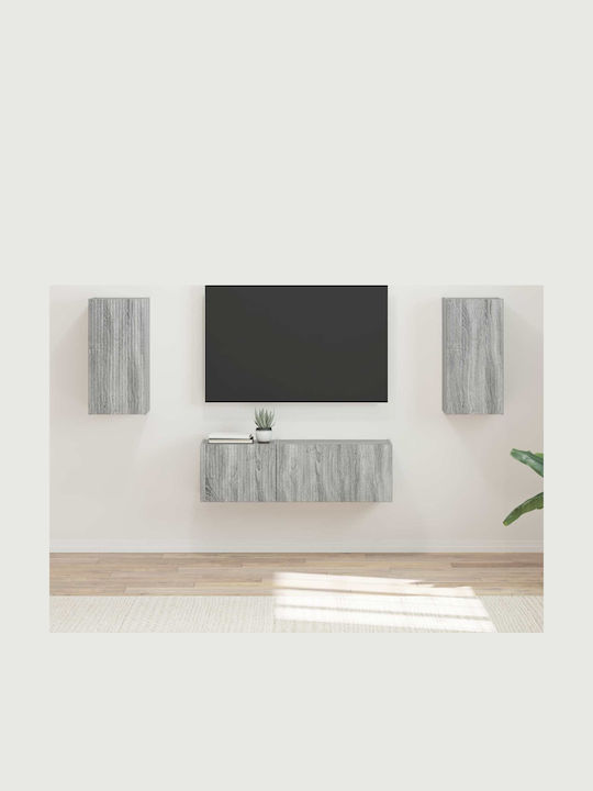 Wohnzimmer TV-Einheit Gray Sonoma mit Vitrine &...