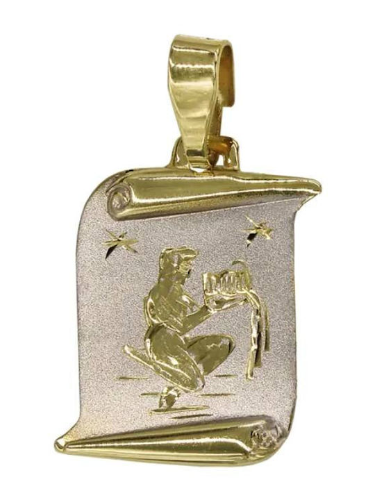 Charm Ζώδιο Υδροχόος από Λευκόχρυσο 14Κ