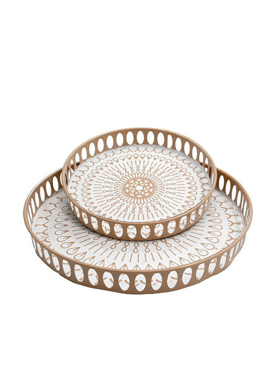 Fylliana Set of 2 Metal Trays Fylliana Fl1510 Beige-White Color 38x5cm