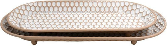 Fylliana Комплект от 2 метални подноса Fylliana Fl1128 бежово-бял цвят 60x27x6см