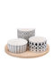 Atmosphera Porcelain Dessert Divided Serving Tray with 3 Slots Multicolour Ø20cmxY8.5cm 20x20x8.5cm 3pcs 24034