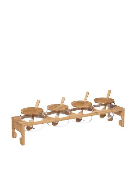 Bamboo Glass Dessert Divided Serving Tray Brown