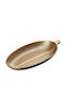 Espiel Oval Plastic Decorative Platter Feather Gold 15x8cm
