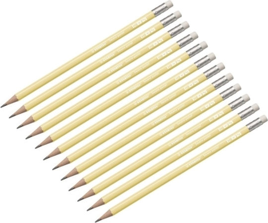 Pencils Stabilo 4908/01 Pastel Yellow Eraser 12 Pieces