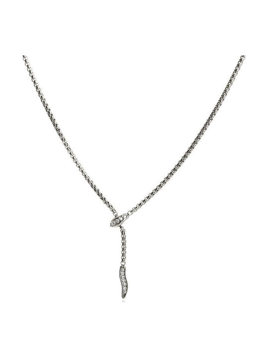 Awear Necklace with design Snake from Steel with Zircon