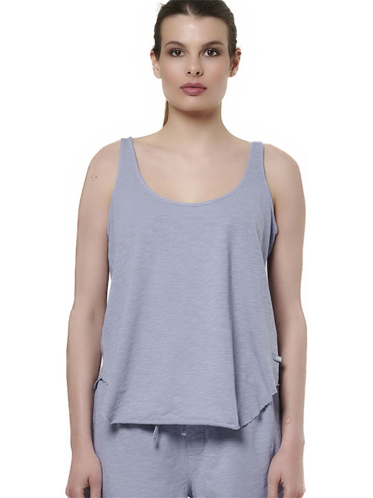 Body Action Damen Bluse Baumwolle Ärmellos Purple