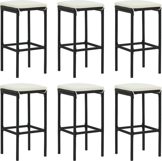 Stool for Bar Outdoor Black - White Cream 38x38x76cm
