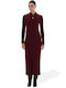 Midi Shirt Dress Knitted Bordeaux