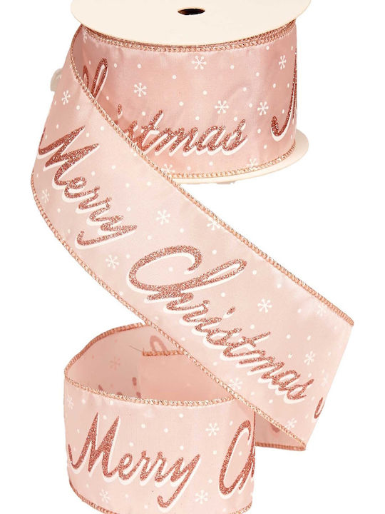 Merry Christmas Ribbon Pink 10x6cm 1pc
