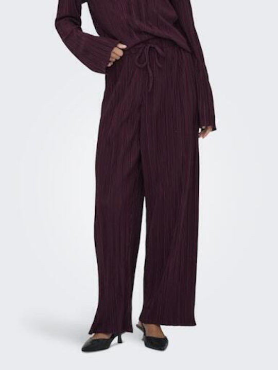 Damen Hoch tailliert Stoff Hose in Lockere Passform Schwarz