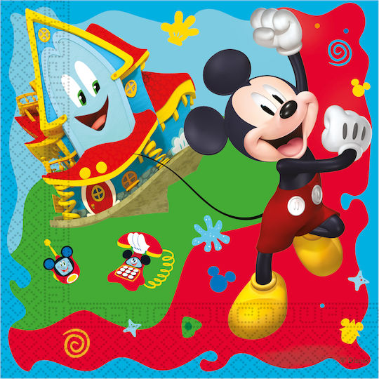 Mickey Rock The House Χαρτοπετσέτες Πολύχρωμες 33x33εκ. 20τμχ