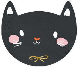 Kitten Napkins Black for Halloween Party 15x13cm