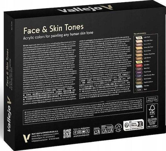 Acrylicos Vallejo Model Making Paint Face & Skin Tones 18ml