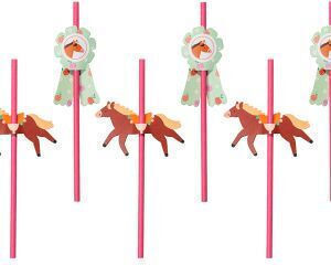 PartyDeco Vintage Horse Paper Straws 6 Pieces