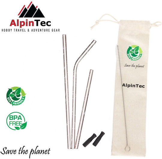 AlpinPro Сламка Метална Розов с четка 1бр