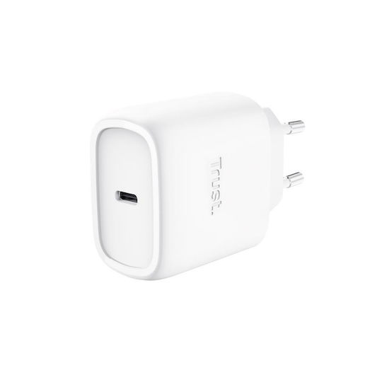 Trust GaN Wireless Charger with USB-C Port 45W Power Delivery White
