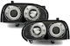 Front Angel Eyes Lights Vw Golf Iii Black H1 Bulbs Set 2 Pieces