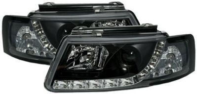 Front Led Lights Vw Passat 3b/b5 1997-2000 Black H1 Bulbs Set 2 Pieces Swv08gxb