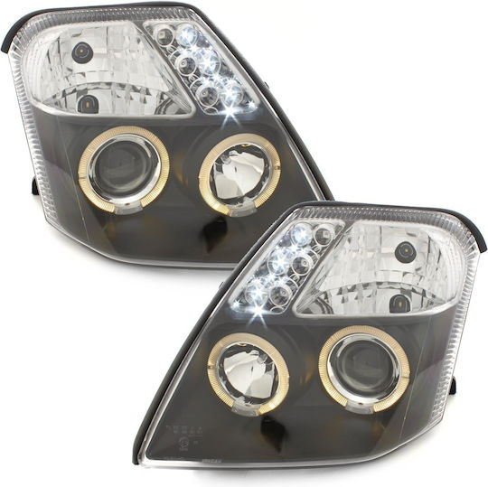 Lumini Frontale Ochi De Înger Lumini LED Citroen C2 2003-2008 Lămpi Negre H1 Set 2 Bucăți Citroen Sonar