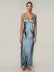 Maxi Satin Nightgown Strap Light Blue Size L Xl