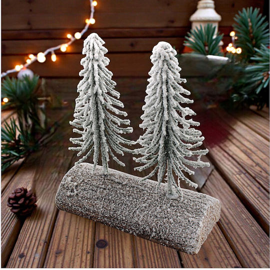 Christmas Snowy Decorative Trees Wood Trunk 1epx3161